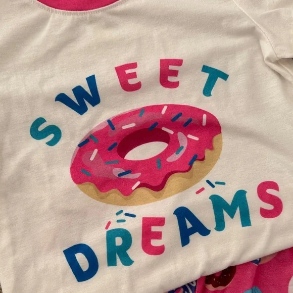 Sweet Dreams Toddler Pajamas Set - Pink and White - Picture 2 of 4